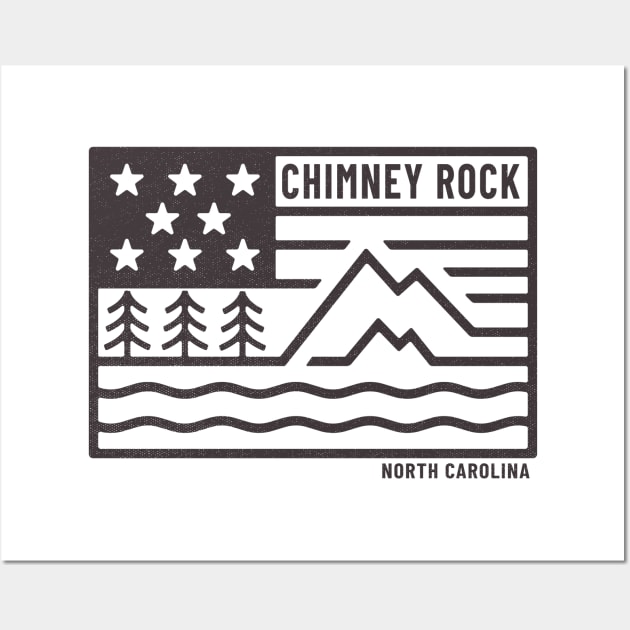 Visiting NC Mountain Cities Chimney Rock, NC Flag Wall Art by Contentarama